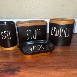 NWT Rae Dunn 4pc Bathroom Accessory Set